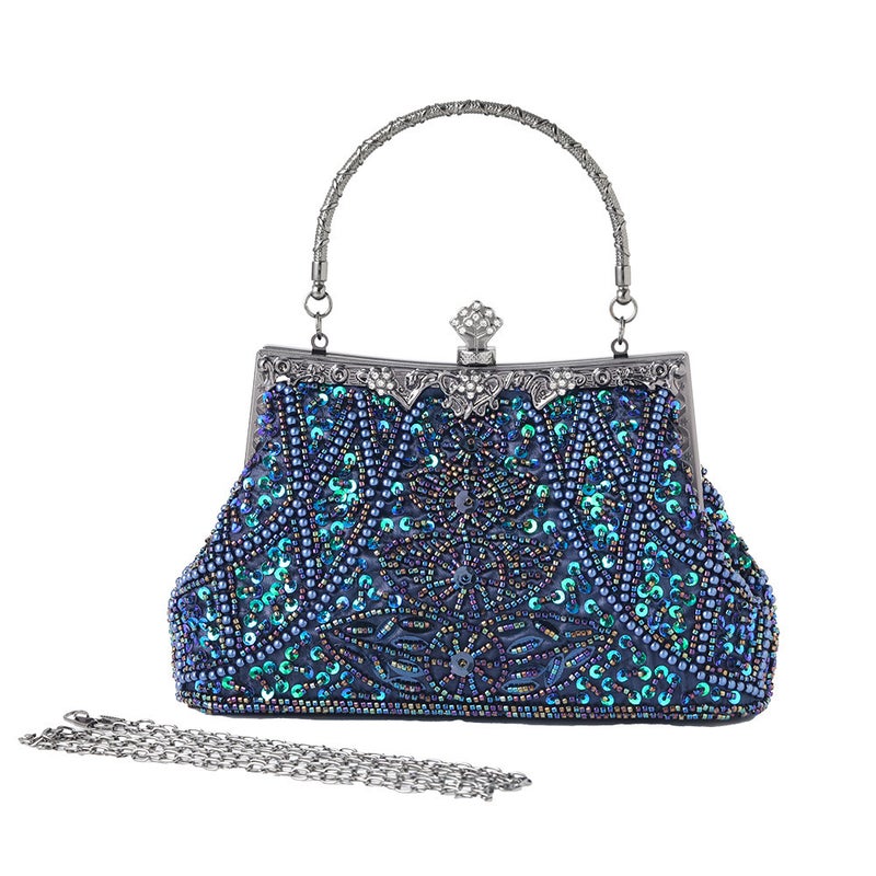 Vintage Heavy Craft Beaded Embroidery Bag Evening Wear Portable Evening Bag Classic Cheongsam Matching Bride Bag Bride Bag 1203 - Image 1